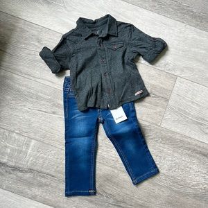 Hudson Jeans boys toddler Jean and button down set